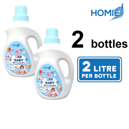 HOMIE Baby 2-in-1 Laundry Detergent & Softener/Coconut Oil Extract/Bio-Enzyme Formula/Antibacterial