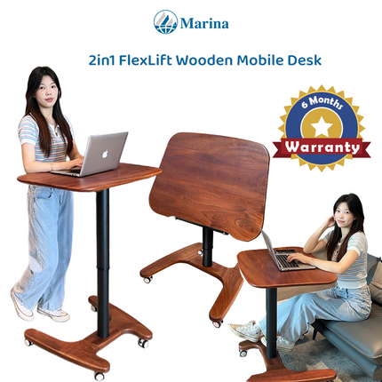 2in1 FlexLift Wooden Mobile Desk(6 Months Warranty+ FREE Installation)