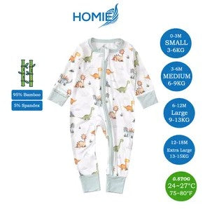 (B) Bamboo Long Sleeve Zipper Sleepsuit/Baby Romper