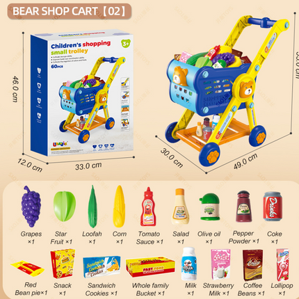 Supermarket ,Shopping Cart Child Pretend Play Set Educational Development