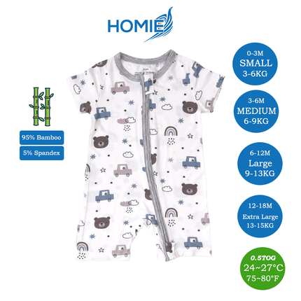 Bamboo Short Sleeve with ZIPPER Sleepsuit/Baby Rompers 2026