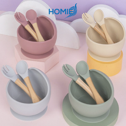 Silicone Baby Feeding Bowl (Fork and Spoon included)