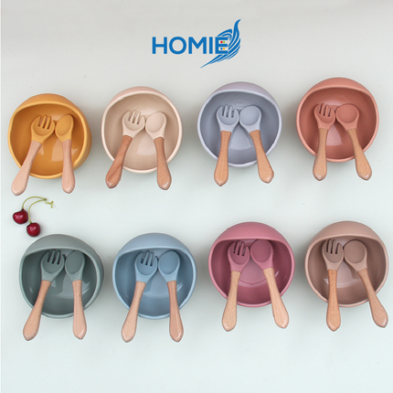 Silicone Baby Feeding Bowl (Fork and Spoon included)