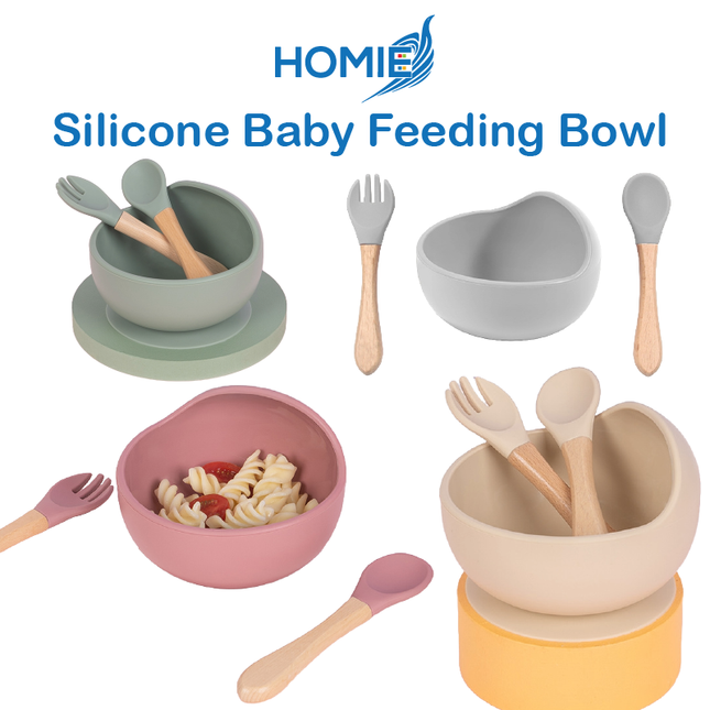 Silicone Baby Feeding Bowl (Fork and Spoon included)
