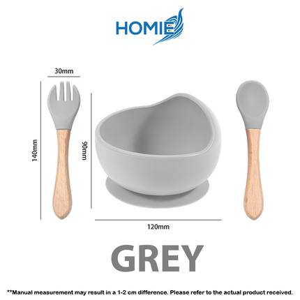 Silicone Baby Feeding Bowl (Fork and Spoon included)