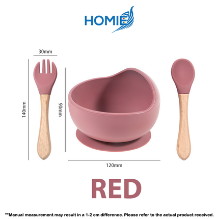 Silicone Baby Feeding Bowl (Fork and Spoon included)