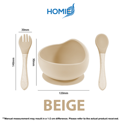 Silicone Baby Feeding Bowl (Fork and Spoon included)