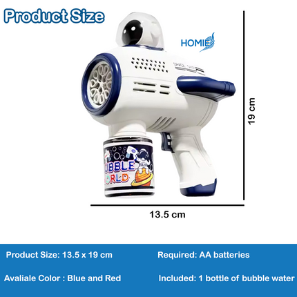 HOMIE AstroBubbles – Astronaut Bubble Gun / Indoor Outdoor Play / Lightweight & Portable