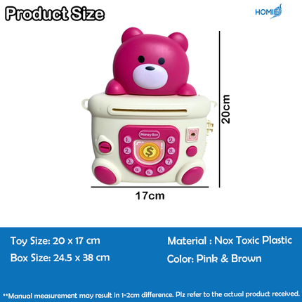 🐻HOMIE Bear Bank Money Jar with Music, Lights & Key Lock 🎶🔒Children Kids Intreactive Saving Money