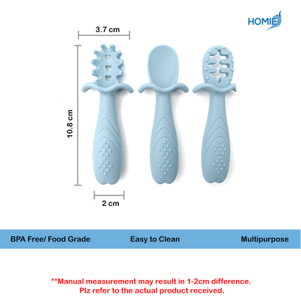 3 in 1 Baby Silicone Food Scraping Spoon – Ideal for Fruit Purée & Baby Meals