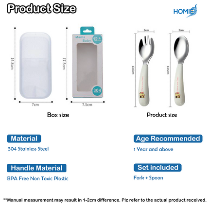 304 Stainless Steel Portable Kids Cutlery Set /Portable/Durable/Lightweight/Food grade