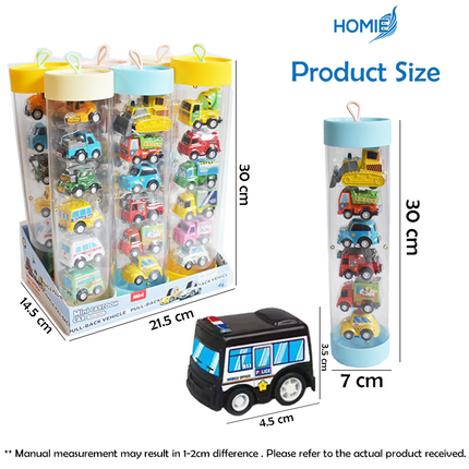 HOMIE Tube Mounted Mini pull-back car (6 in 1)/Random assorted colors and styles per tube Small Cars