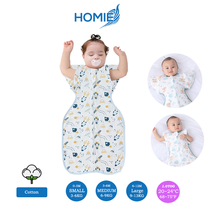 (B) 2 in 1 Transitional Swaddle Cotton & Bamboo Material