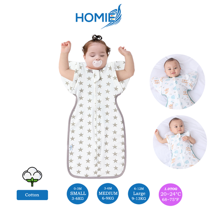 (B) 2 in 1 Transitional Swaddle Cotton & Bamboo Material