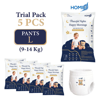 【5pcs Diaper TRIAL PACK】HOMIE Peaceful Nights Happy Mornings Premium Diaper & Pants