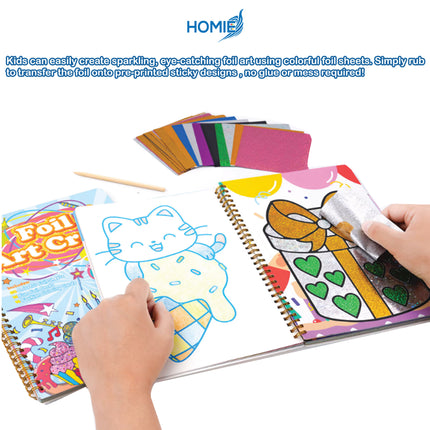 Fun Foil Art Kit for Kids - No Mess Creative Activity, DIY Foil Coloring Kits