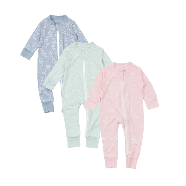 (B) Bamboo Long Sleeve Zipper Sleepsuit/Baby Romper