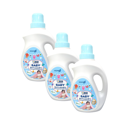 HOMIE Baby 2-in-1 Laundry Detergent & Softener/Coconut Oil Extract/Bio-Enzyme Formula/Antibacterial