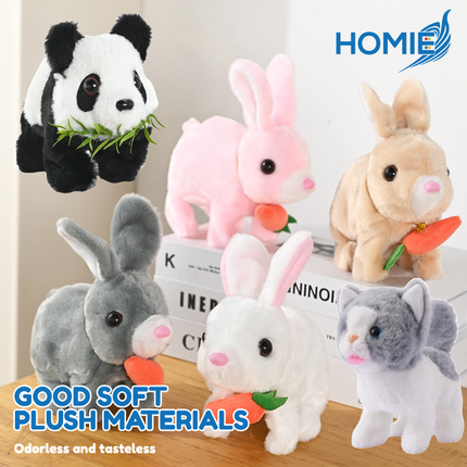 HOMIE Interactive Soft Plush Electric Animal Toy/ Walking,Talking, Auto-Moving Electronic Bunny/Rabbit/Cat/Unicorn/Squirrel Doll