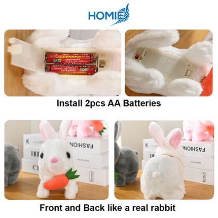 HOMIE Interactive Soft Plush Electric Animal Toy/ Walking,Talking, Auto-Moving Electronic Bunny/Rabbit/Cat/Unicorn/Squirrel Doll