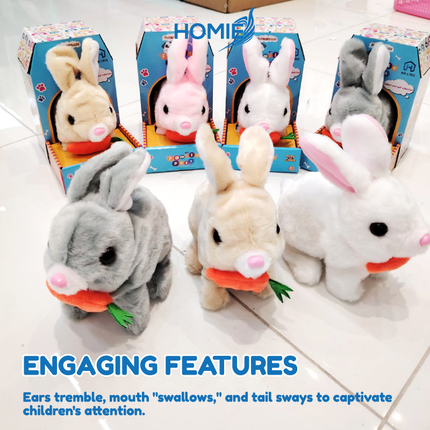HOMIE Interactive Soft Plush Electric Animal Toy/ Walking,Talking, Auto-Moving Electronic Bunny/Rabbit/Cat/Unicorn/Squirrel Doll