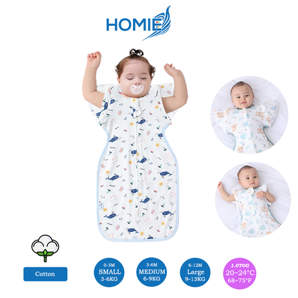(B) 2 in 1 Transitional Swaddle Cotton & Bamboo Material