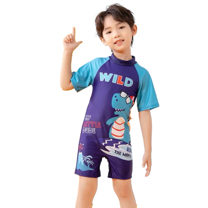 Kids' One-Piece Swimsuit Set with Cap