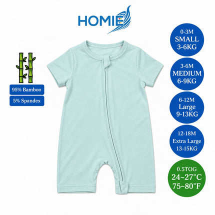 Bamboo Short Sleeve with ZIPPER Sleepsuit/Baby Rompers 2026