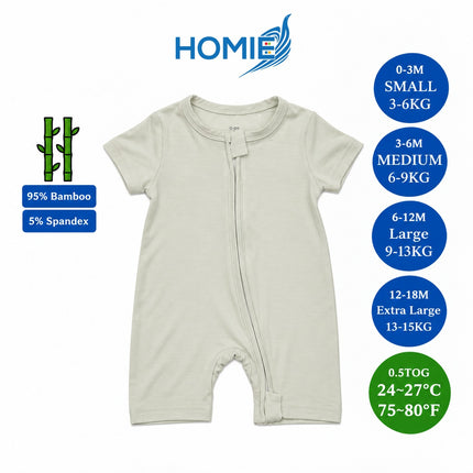 Bamboo Short Sleeve with ZIPPER Sleepsuit/Baby Rompers 2026