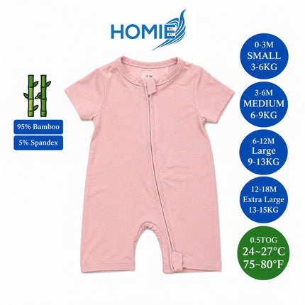 Bamboo Short Sleeve with ZIPPER Sleepsuit/Baby Rompers 2026
