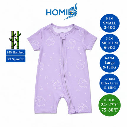 Bamboo Short Sleeve with ZIPPER Sleepsuit/Baby Rompers 2026