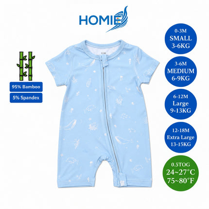 Bamboo Short Sleeve with ZIPPER Sleepsuit/Baby Rompers 2026