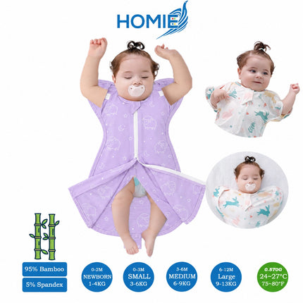 NB, S, M, L - Boy Design / BUTTON Swaddle Sack/2 Ways Zipper & Leg Freedom (Four Sizes)