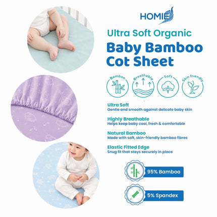 (B) Bamboo Bedsheet / Crib Cot Bed Fitted Sheet (4 Sizes)