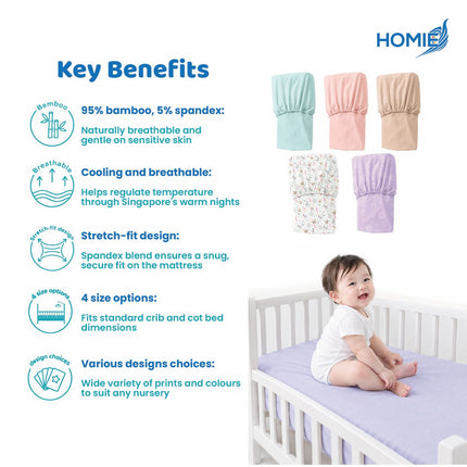 (B) Bamboo Bedsheet / Crib Cot Bed Fitted Sheet (4 Sizes)