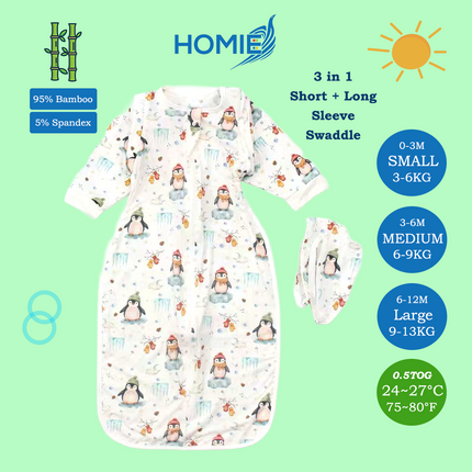 (B) 3in1 Swaddle Transitional Sleeping Bag / Ultra Soft Bamboo and Cotton Material