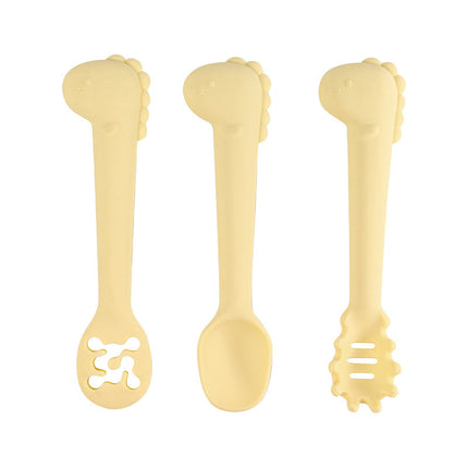 Silicone Baby Training Self-Feeding Spoon Set (Food-Safe Silicone for 1+ Year Olds)