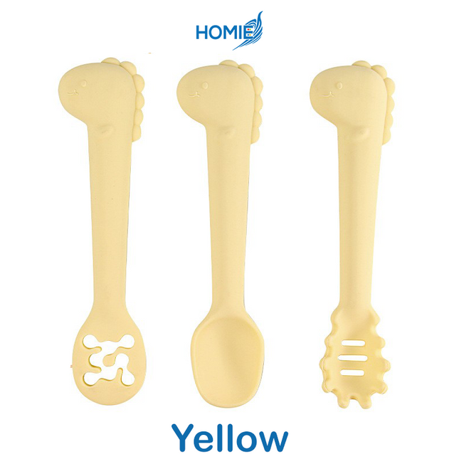Silicone Baby Training Self-Feeding Spoon Set (Food-Safe Silicone for 1+ Year Olds)