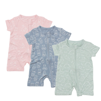 (C)Short Sleeve With Zipper Sleepsuit/Baby Rompers