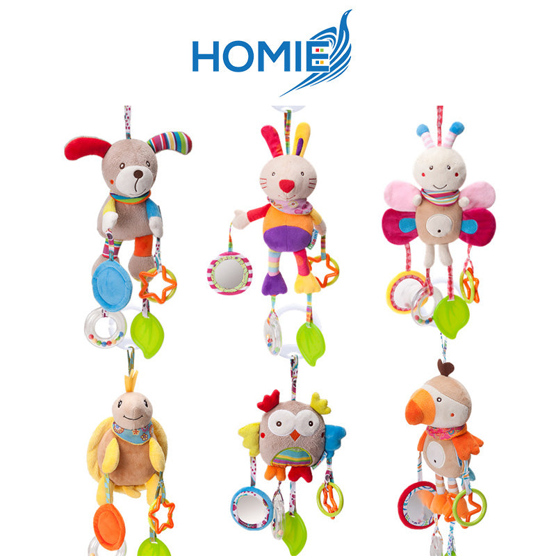 Baby Rattles Toys Stroller Hanging Soft Toy Cute Animal Doll Baby Crib Bed Hanging Bells Toys