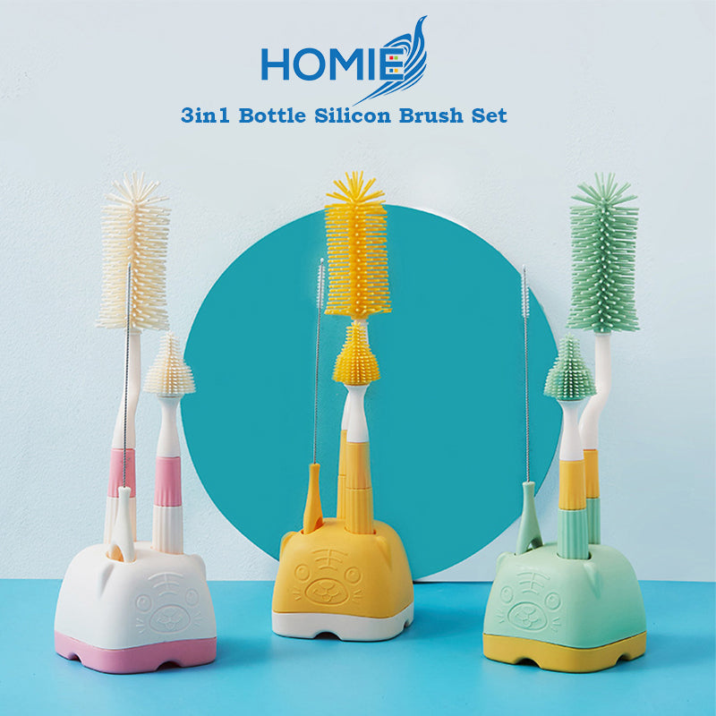 Baby Bottle Cleaner Brushes Silicone 360 Degree Rotation Long Handle Baby Milk Bottle Nipple Cup Clean Cleaning Brush