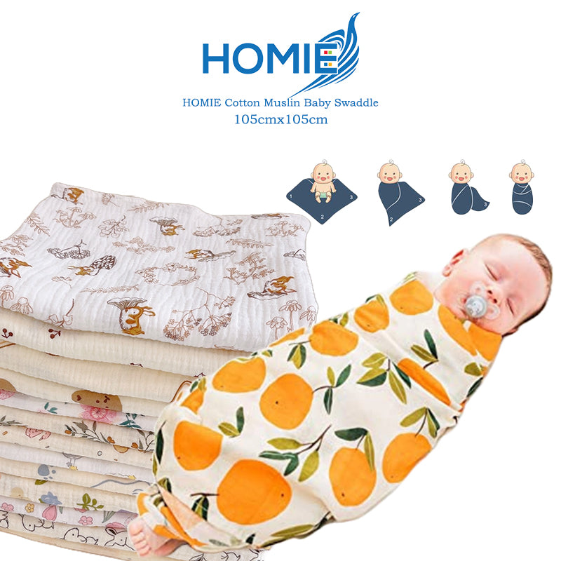 HOMIE Baby Muslin Swaddle Bamboo Blanket/Nursing Cover / Bamboo Blanket / New Born Blanket