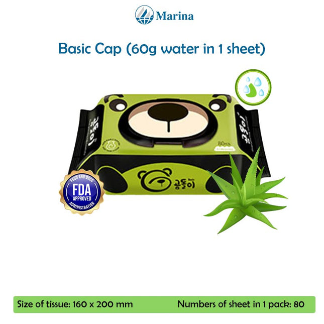 Basic Cap Gomdoli Wet Wipe Tissue (80sheets in 1 pack, 10 packs in 1 carton)