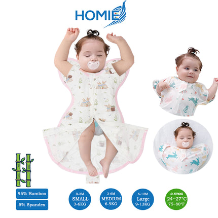 Bamboo Swaddle Sack (0–12M) – Two-Way Zipper & Leg Freedom
