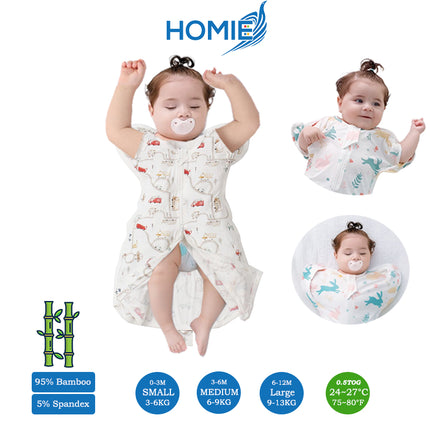 Bamboo Swaddle Sack (0–12M) – Two-Way Zipper & Leg Freedom