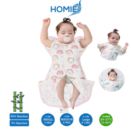 Bamboo Swaddle Sack (0–12M) – Two-Way Zipper & Leg Freedom