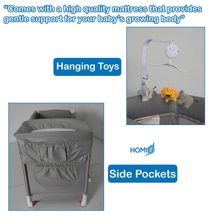 Foldable Baby Travel Cot with 2-Level Bed & Cradle – Portable Playpen Sleeper
