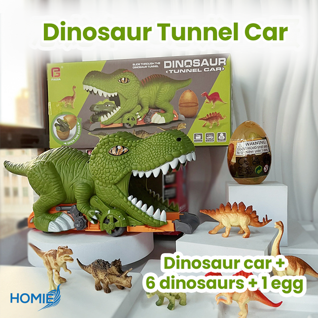 LITTLE DINOSAUR BIG INTELLIGENCE dinosaur tunnel car track toy with mini cars (Educational Playset)