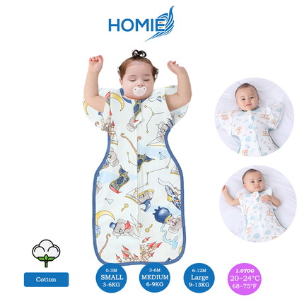 (B) 2 in 1 Transitional Swaddle Cotton & Bamboo Material
