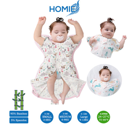 Bamboo Swaddle Sack (0–12M) – Two-Way Zipper & Leg Freedom